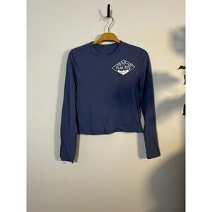 Lululemon Long Sleeve Cropped Shirt Park City Elevation Graphic Blue Women's 4